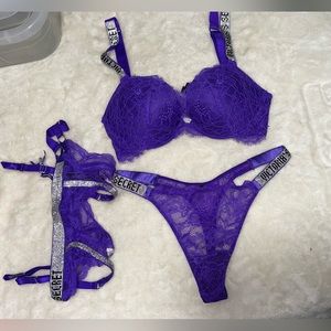 VS shine strap sexy lingerie with garter